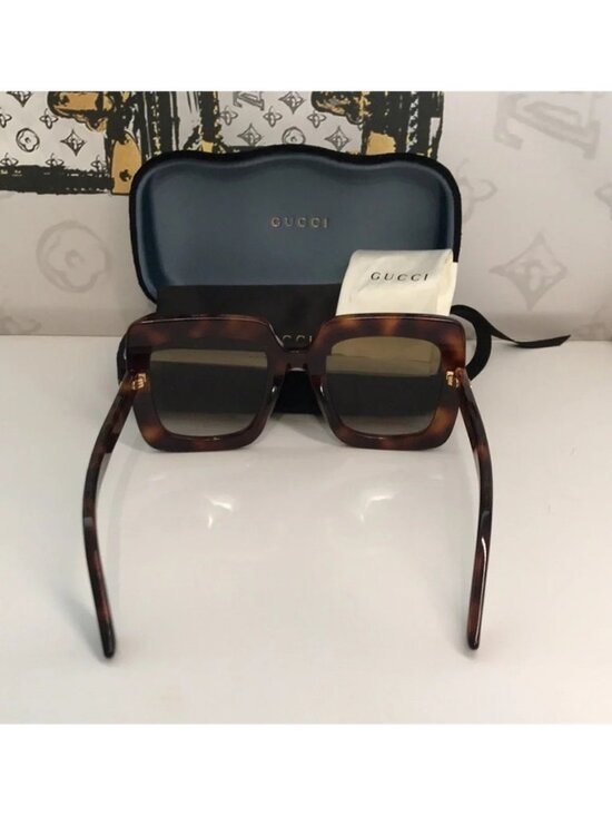 New Authentic Gucci GG0328S 002 Havana Brown Oversized Square Sunglasses main image 2